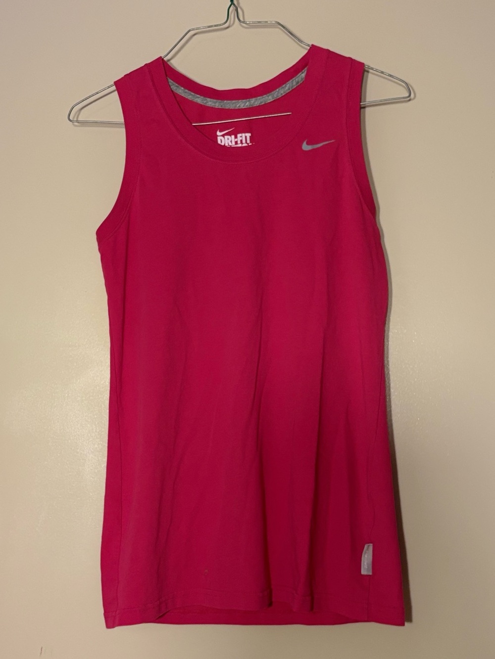Nike Women's Hot Pink Sleeveless Athletic Tank with Silver Swoosh